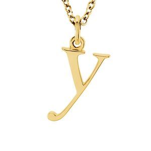 The Abbey Lower Case Initial 'y' Necklace in 14k Yellow Gold, 16 Inch
